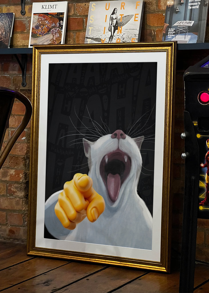 Laughing Pointing Cat Meme