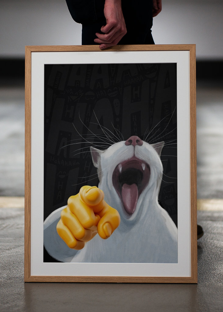 Laughing Pointing Cat Meme