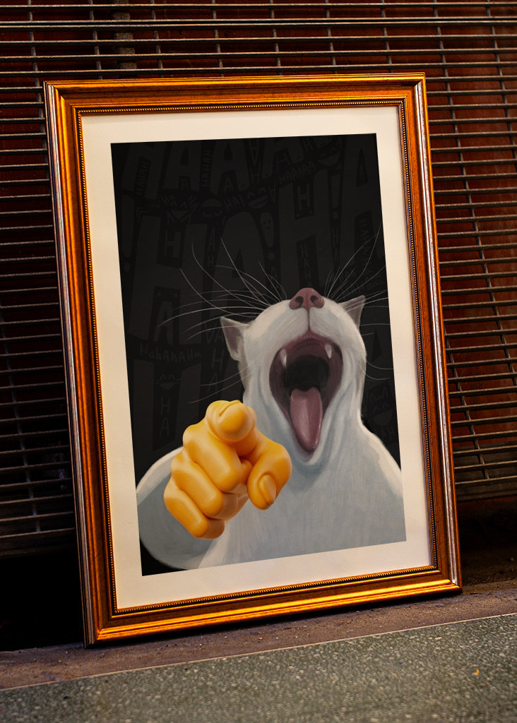 Laughing Pointing Cat Meme