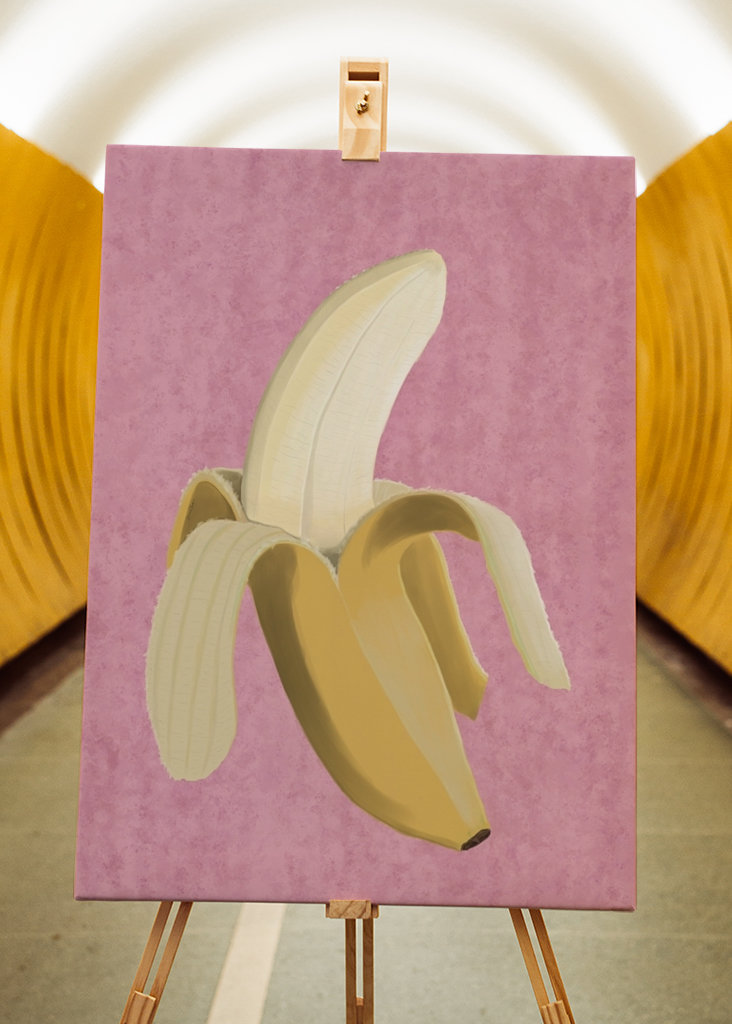 Banan na różowym tle