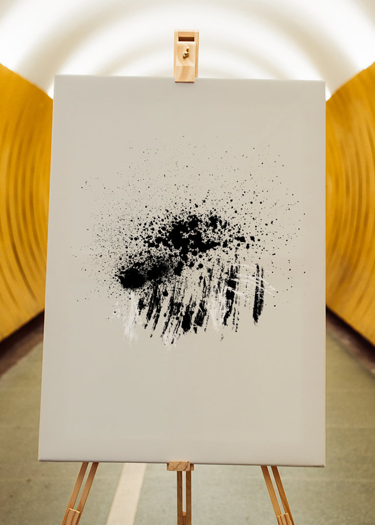 Verfspetters in zwart-wit