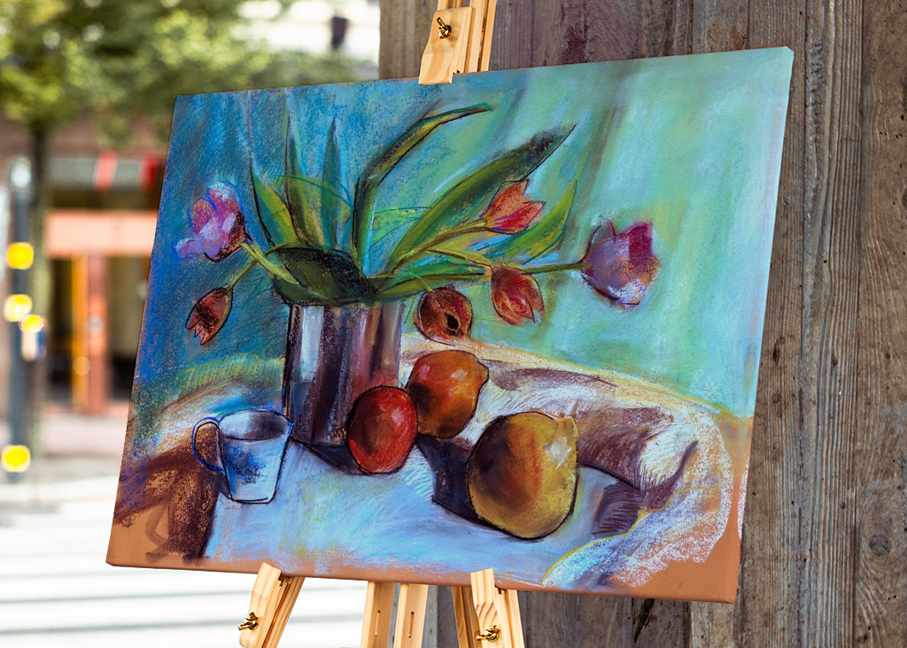 Blumenstudie in Pastell