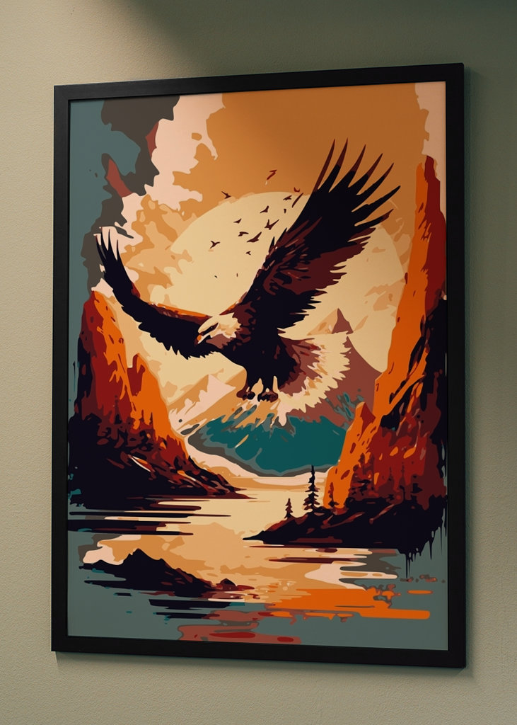 Águila sobre el paisaje marino