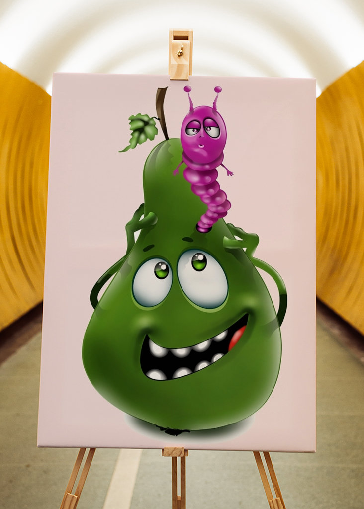 Fruit with funny worm         