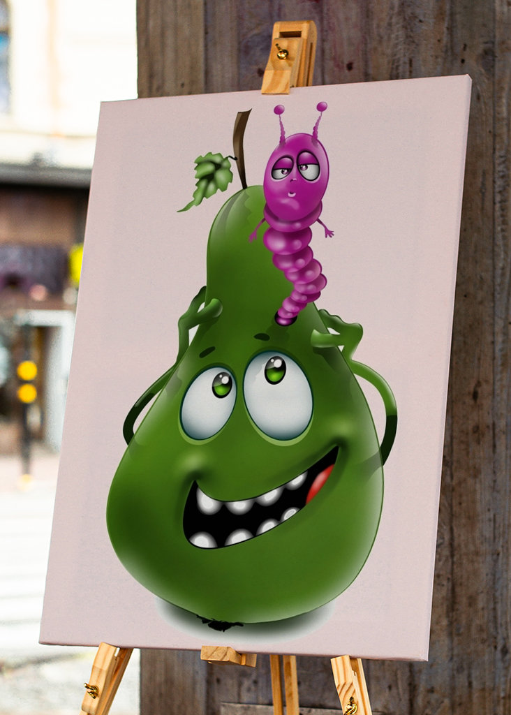 Fruit with funny worm         