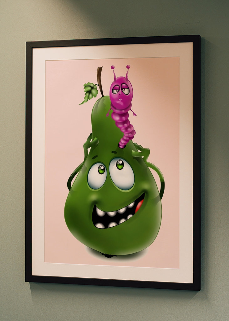 Fruit with funny worm         