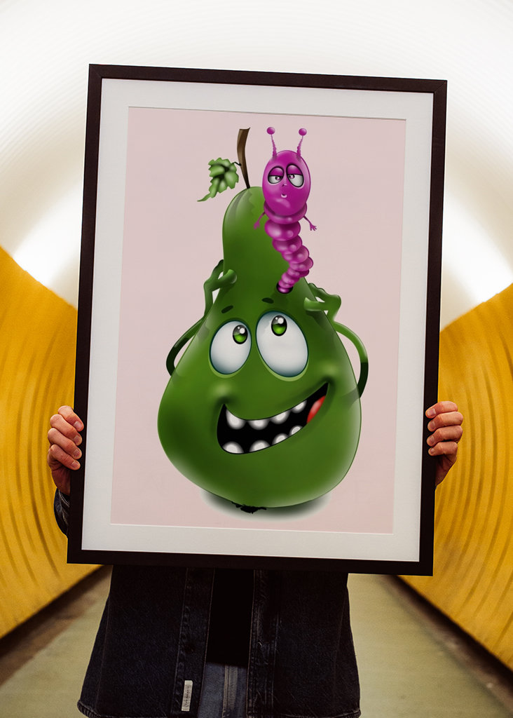 Fruit with funny worm         