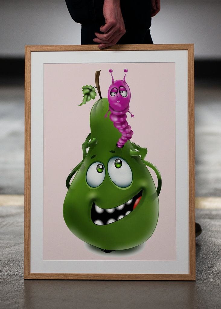 Fruit with funny worm         