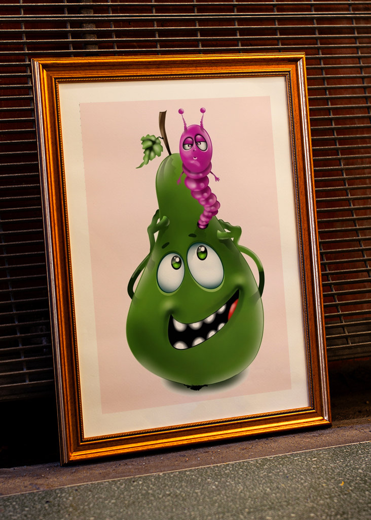 Fruit with funny worm         