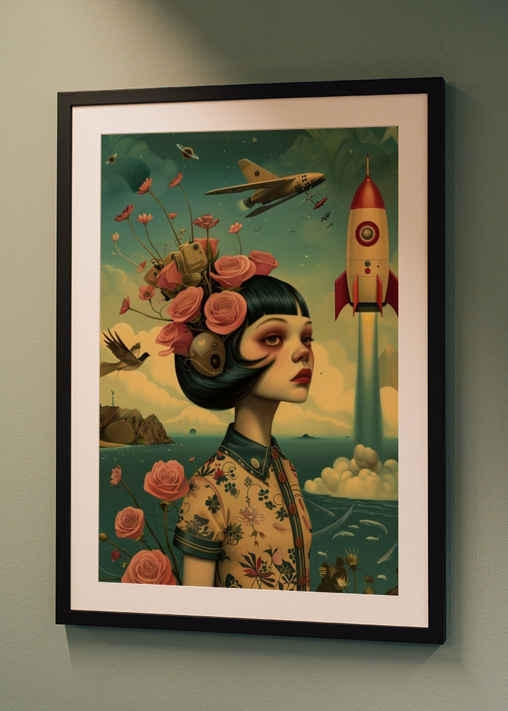 Bloomy vintage space girl