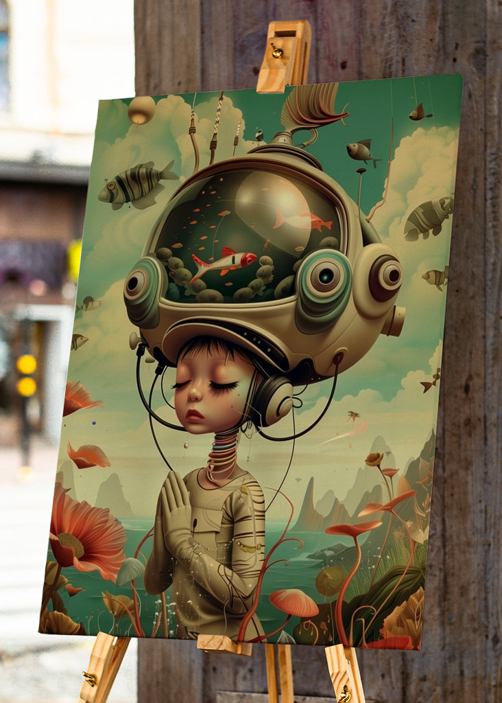 retro-futurist bubble kid