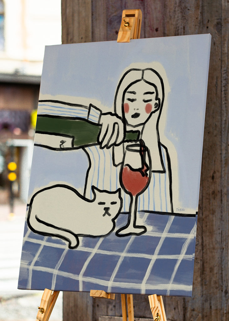 Katzen und Wein (blå)