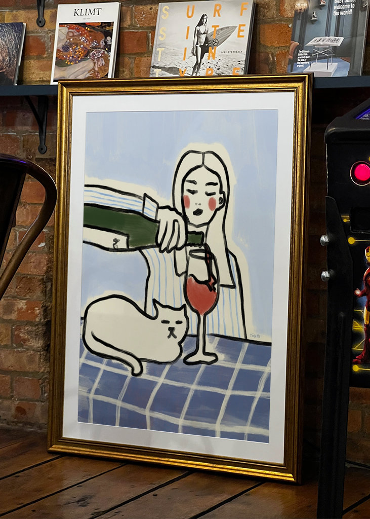 Katzen und Wein (blå)