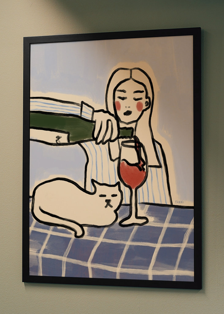 Katzen und Wein (blå)