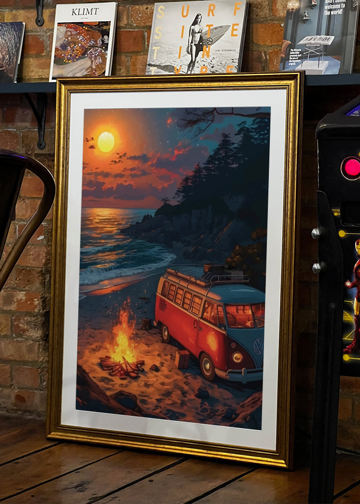 Gamle VW Van med natudsigt