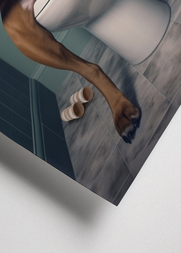 Boxerhund på toalettet