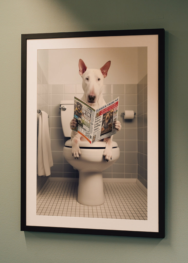 Angol bullterrier a WC-n