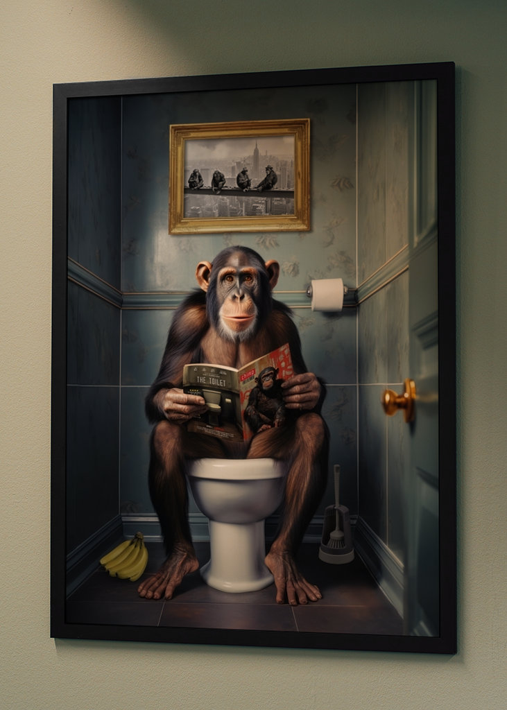 Schimpanse auf der Toilette