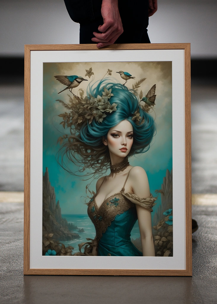 Beauty in turquoise and sepia