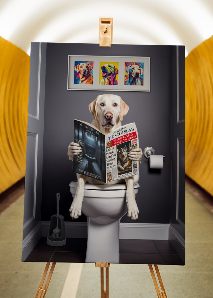 White Labrador on the Toilet