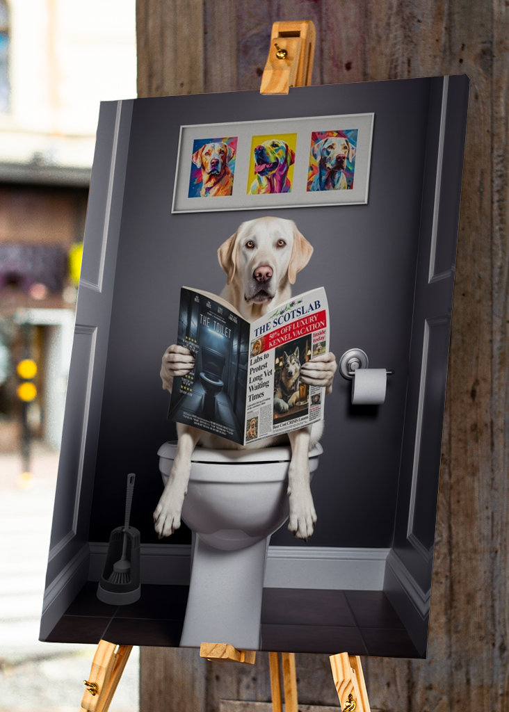 White Labrador on the Toilet