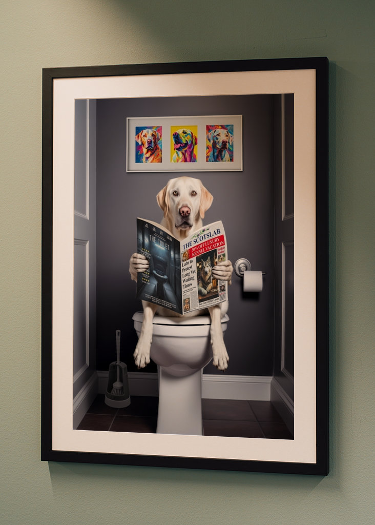 White Labrador on the Toilet