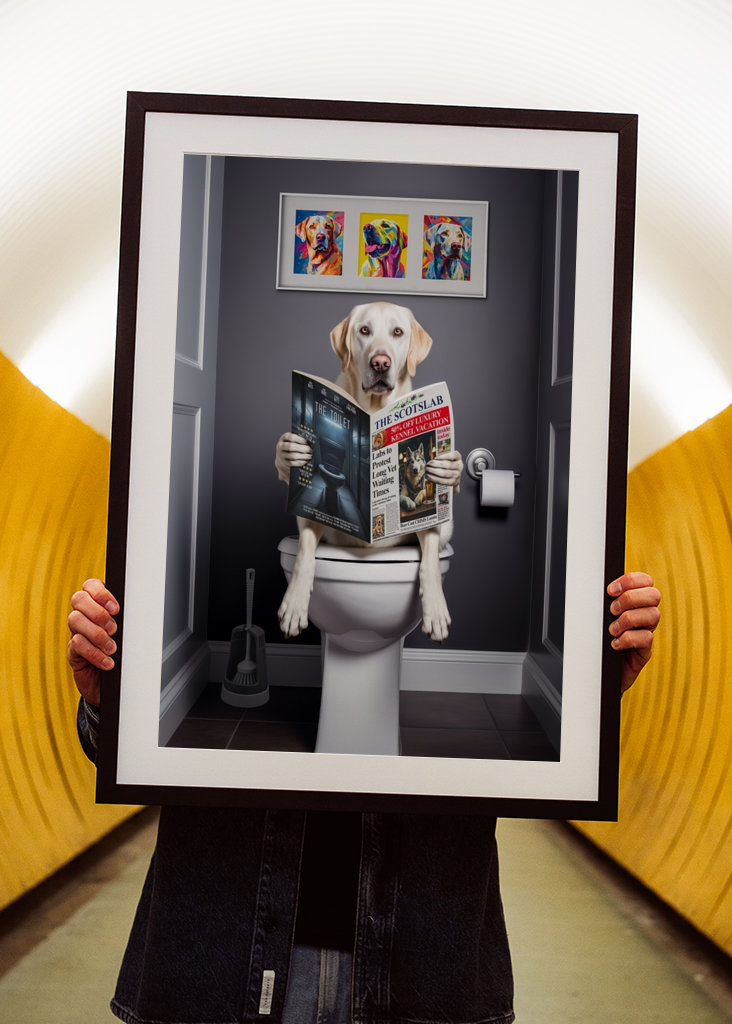 White Labrador on the Toilet