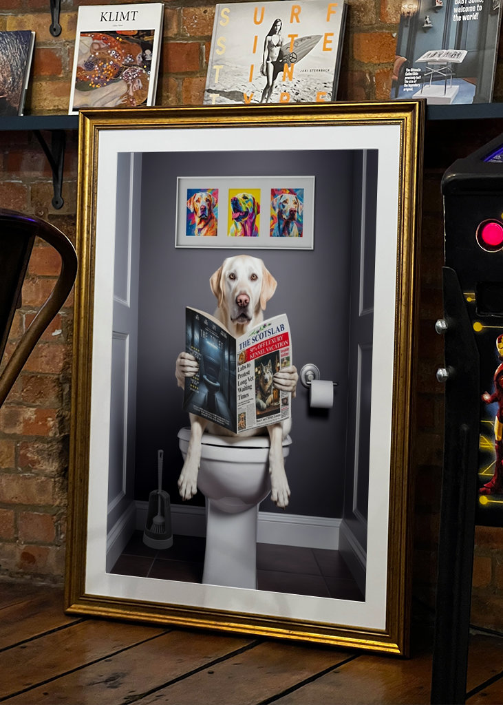 White Labrador on the Toilet