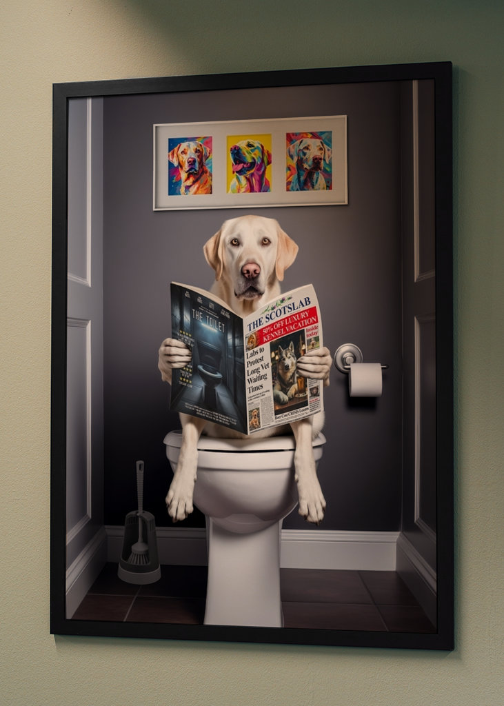 White Labrador on the Toilet