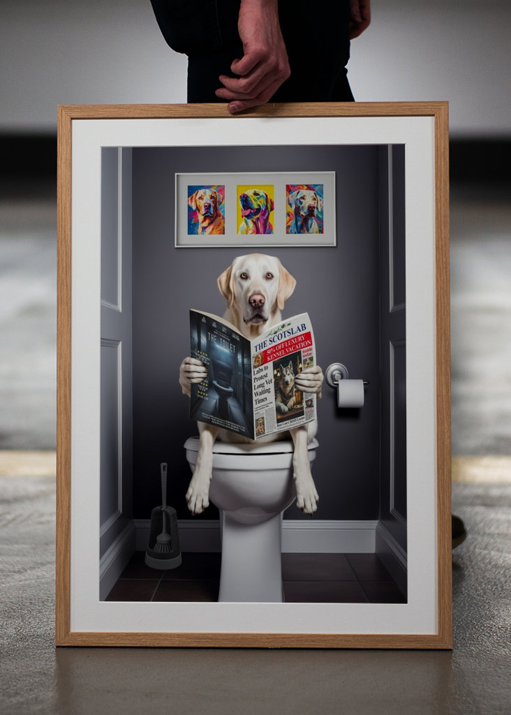 White Labrador on the Toilet