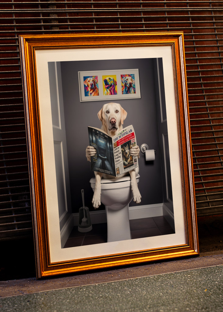 White Labrador on the Toilet