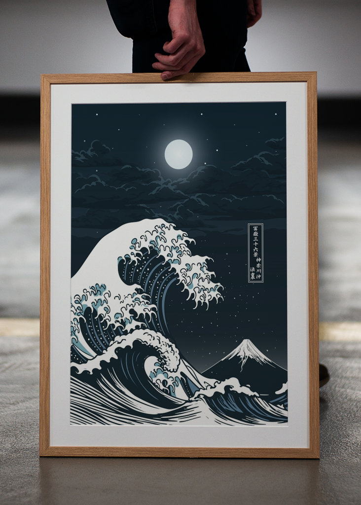 Velká vlna u Kanagawy - Měsíc