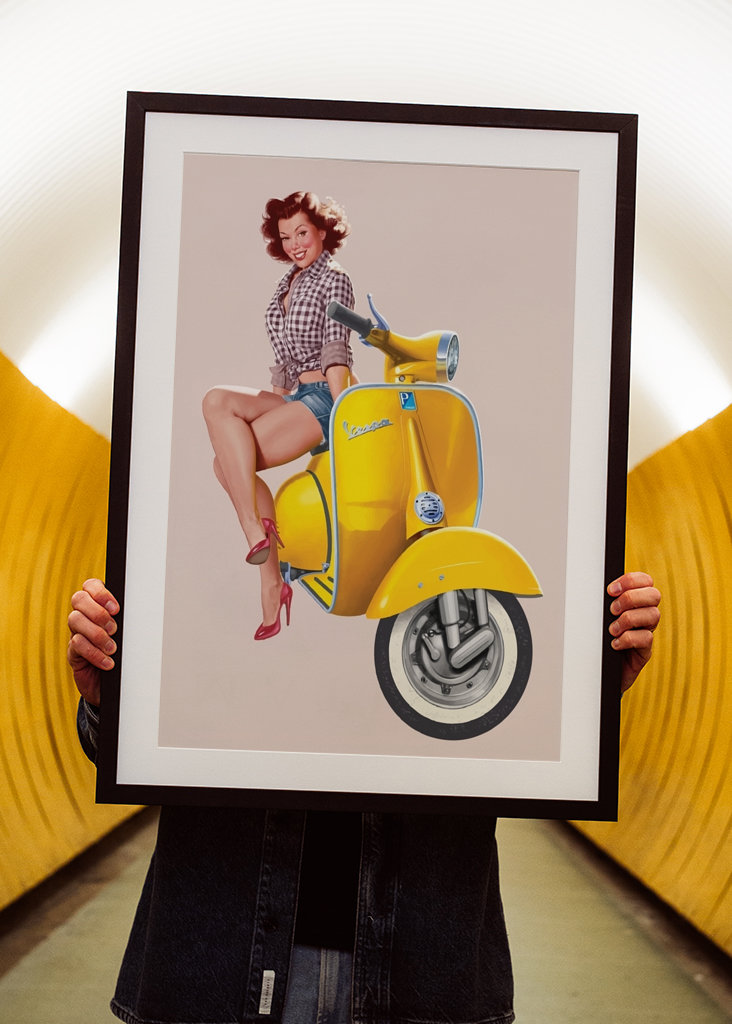 Vintage-Mädchen mit Vespa