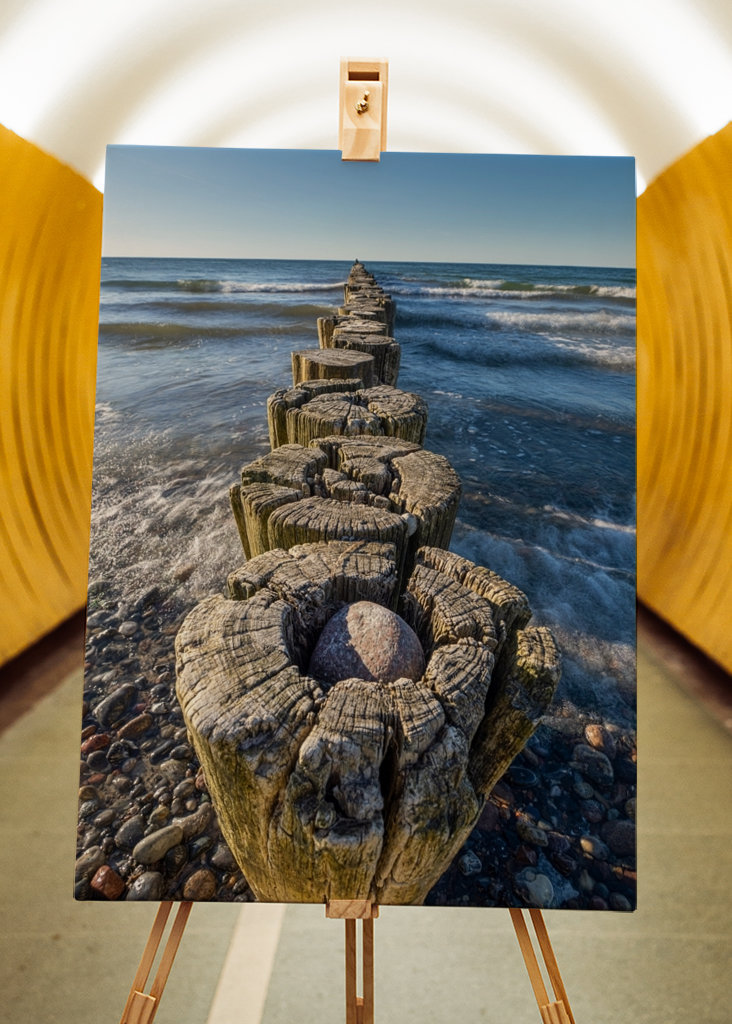 Groyne with waves in the sea