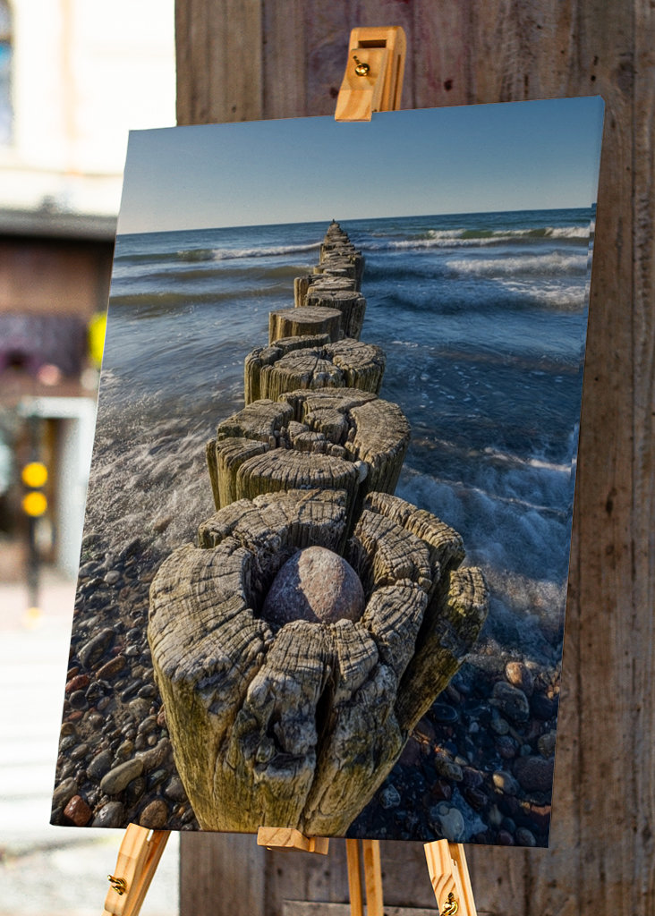 Groyne with waves in the sea