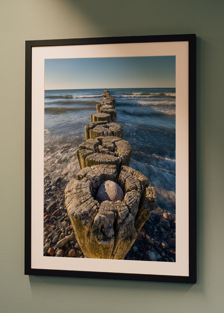 Groyne with waves in the sea