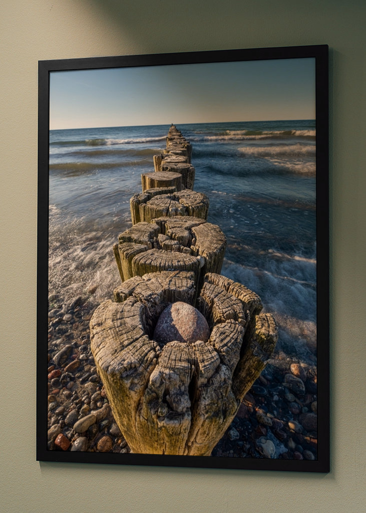 Groyne with waves in the sea