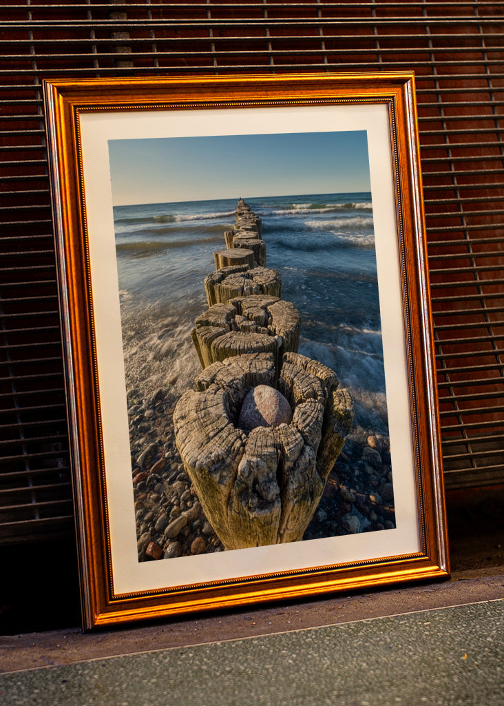 Groyne with waves in the sea