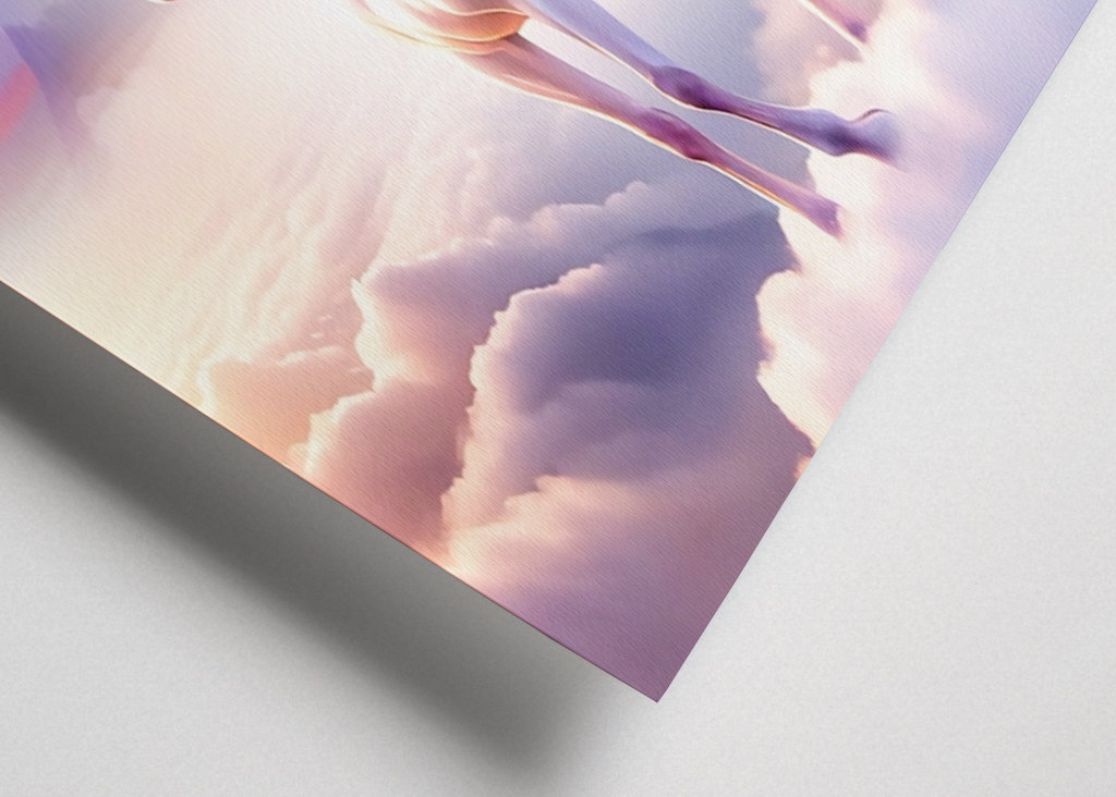 Unicorno alato sulle nuvole