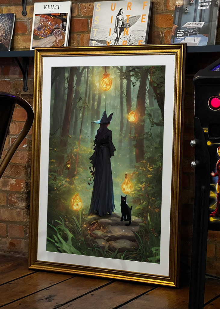 Halloween Witch And Black Cat