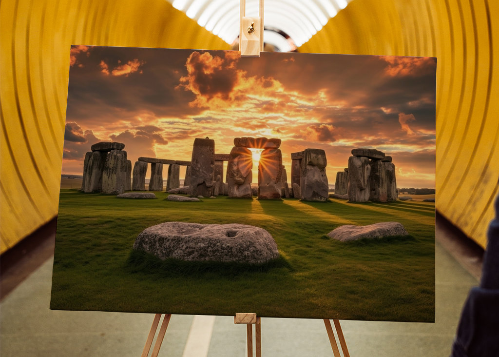 Krajina Stonehenge za soumraku