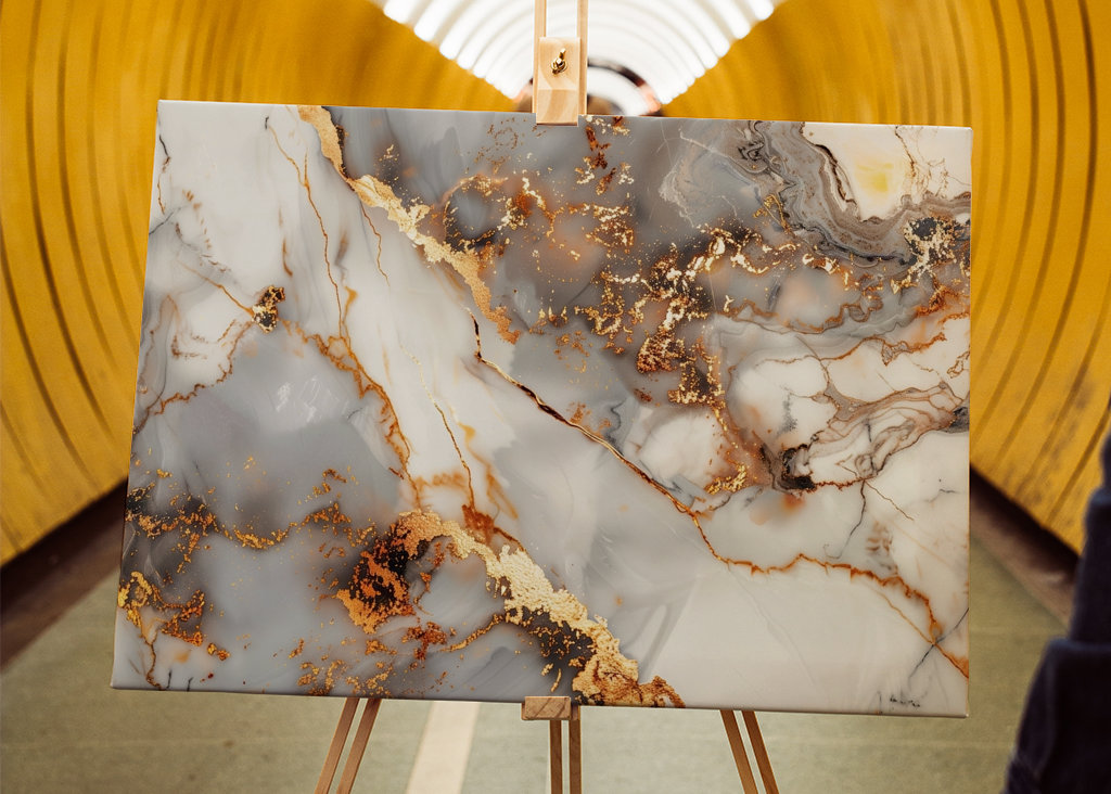 White & golden marble