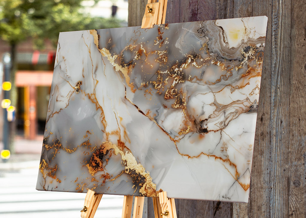 White & golden marble