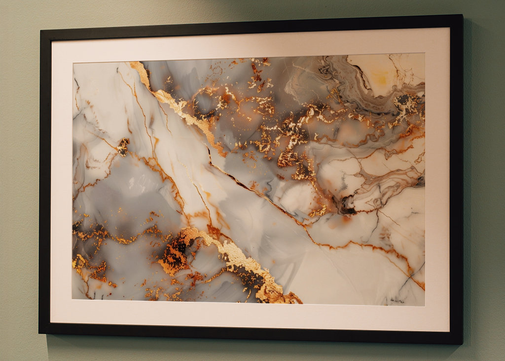 White & golden marble