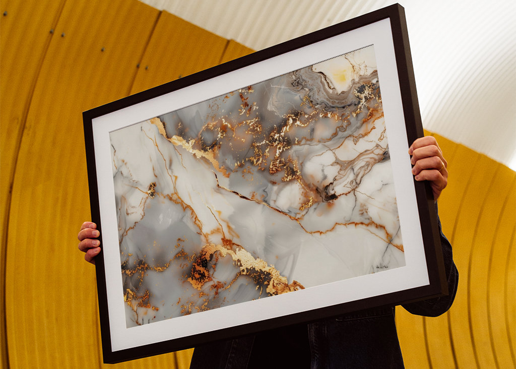 White & golden marble