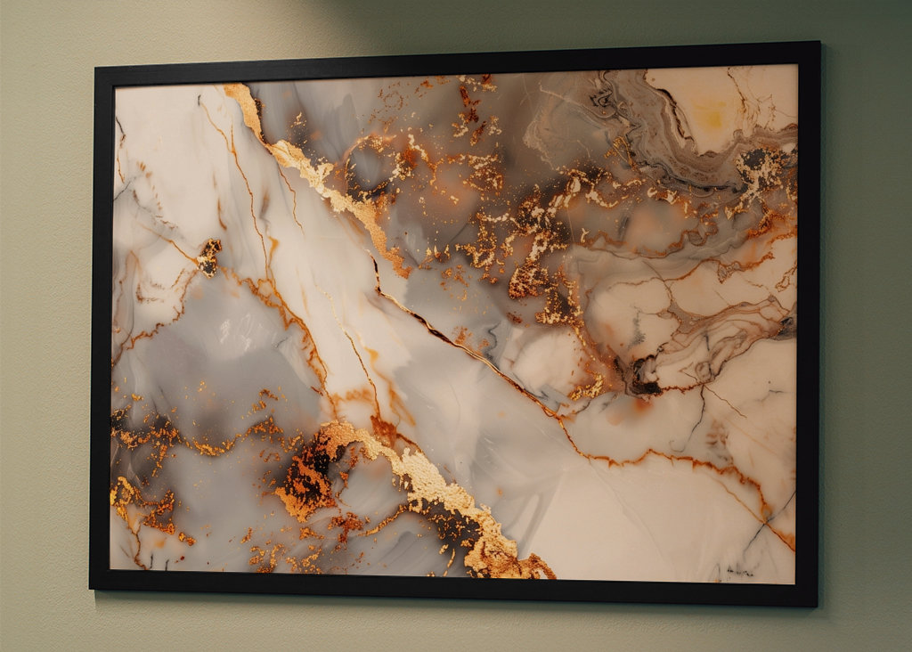 White & golden marble