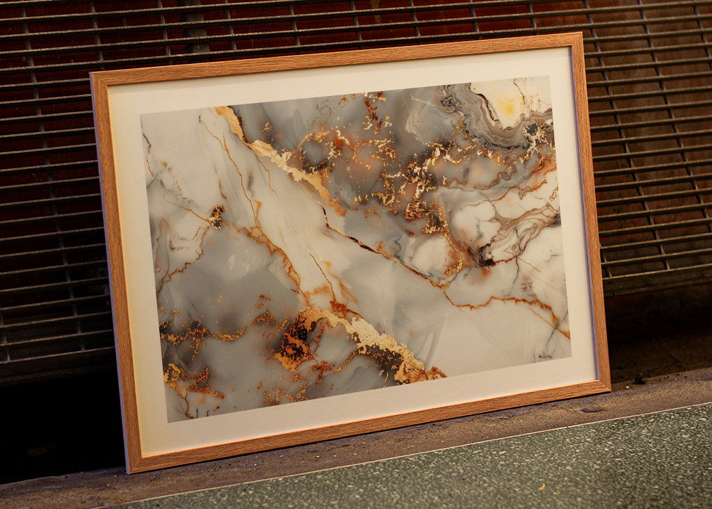 White & golden marble