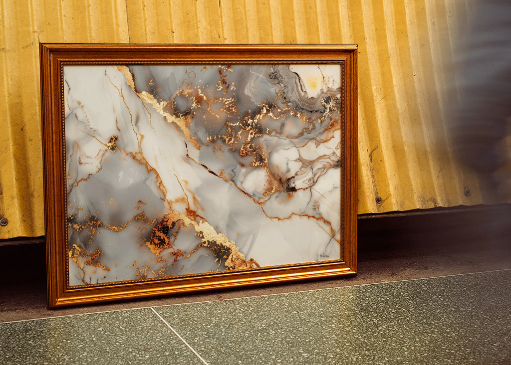 White & golden marble