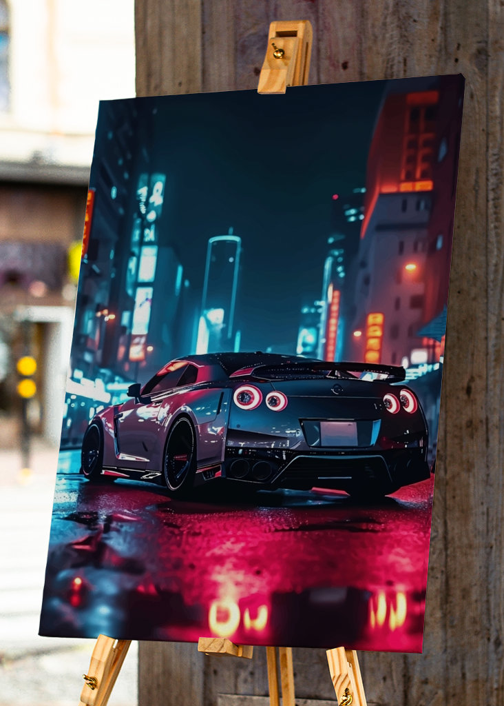 Nissan GTR sob luz de néon