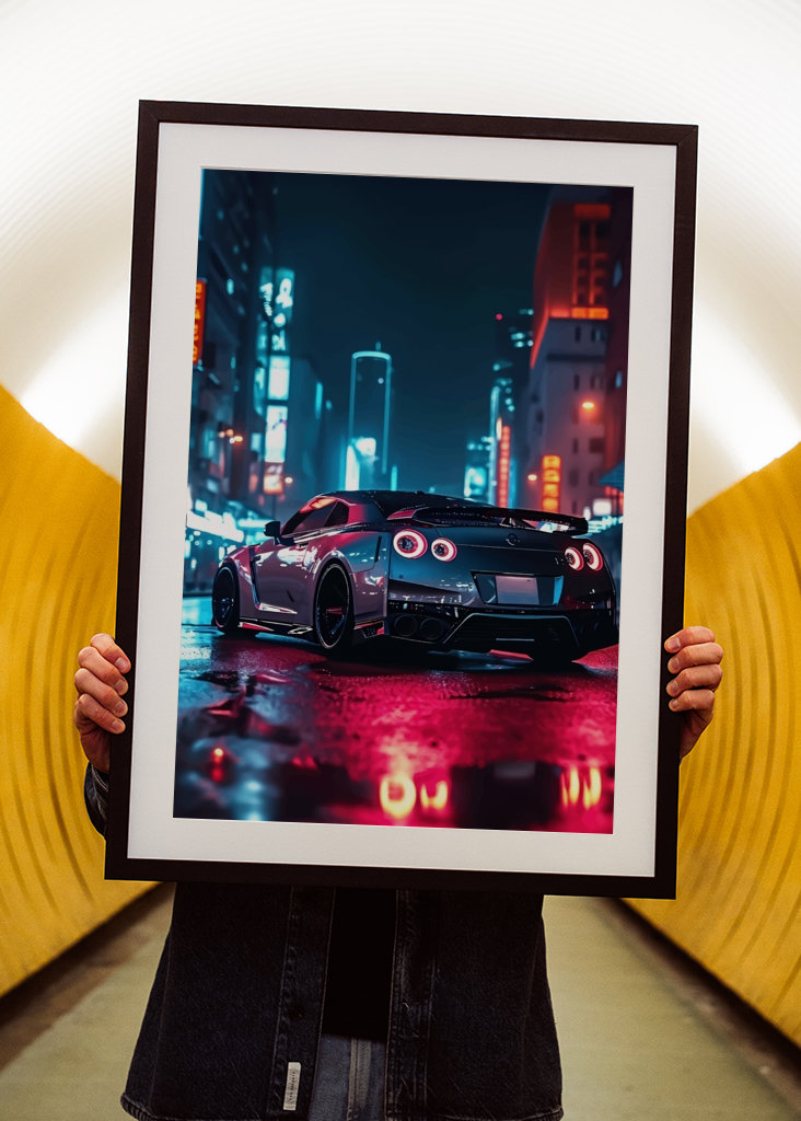 Nissan GTR sob luz de néon